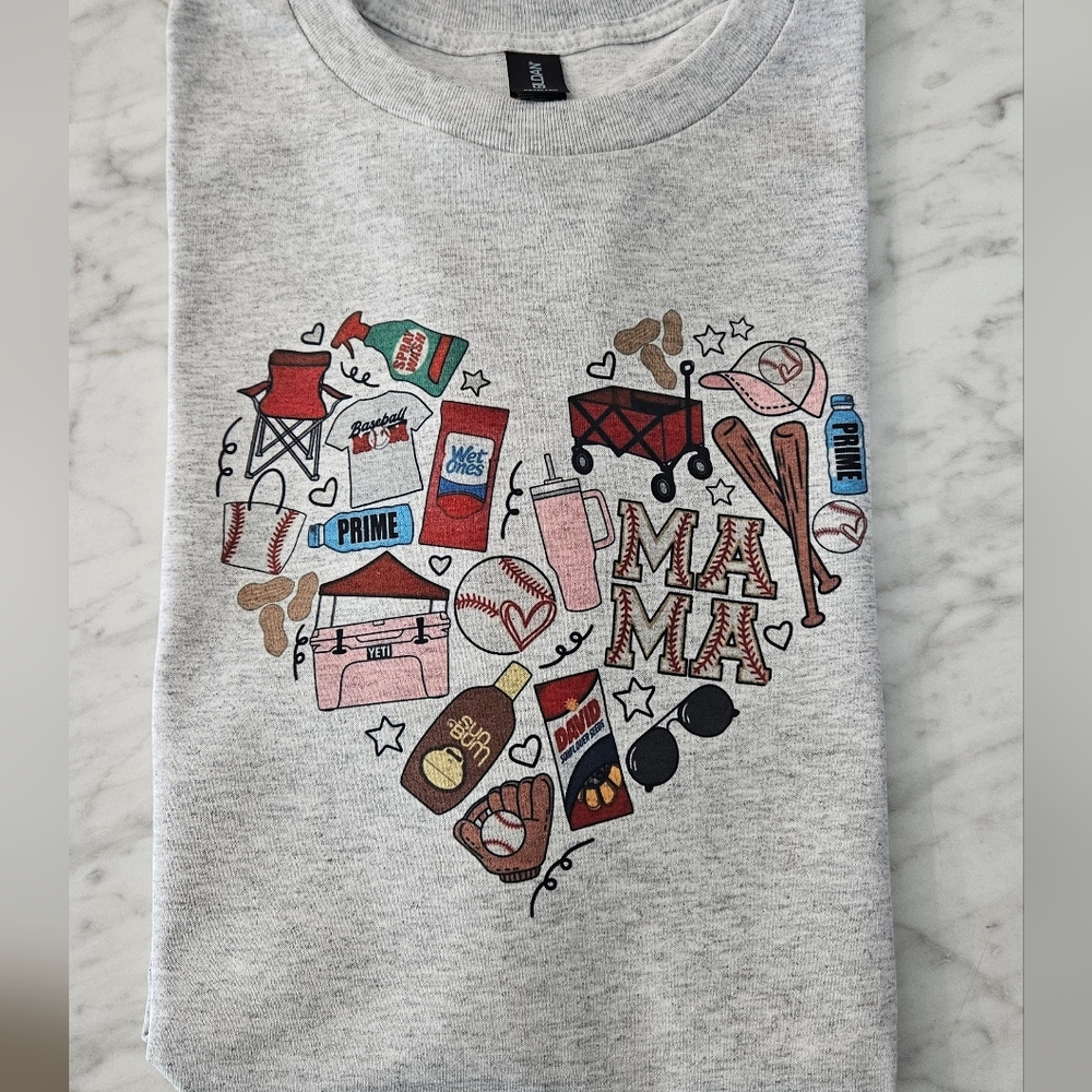 Baseball mom shirt popular sport ball field heart mama